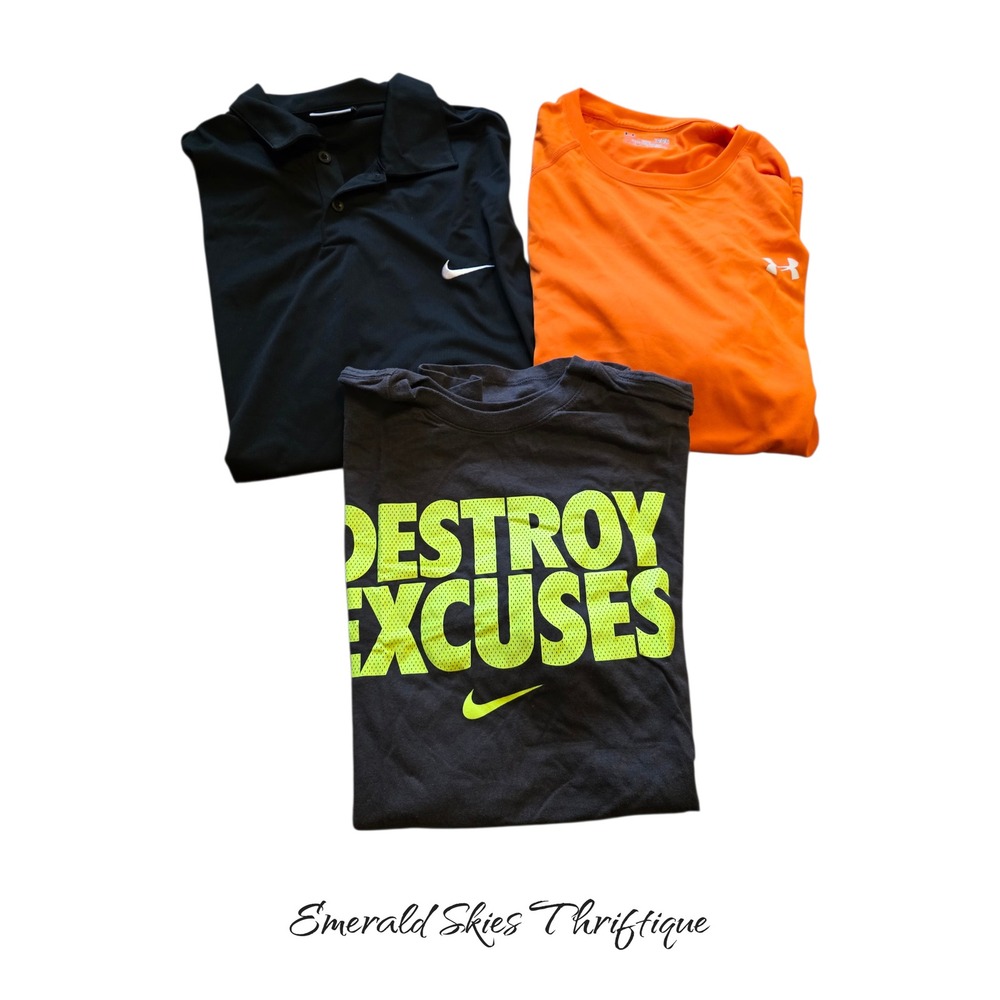 Mens athletic shirts lot Nike, Nike golf, & under armour, size large. Free ship